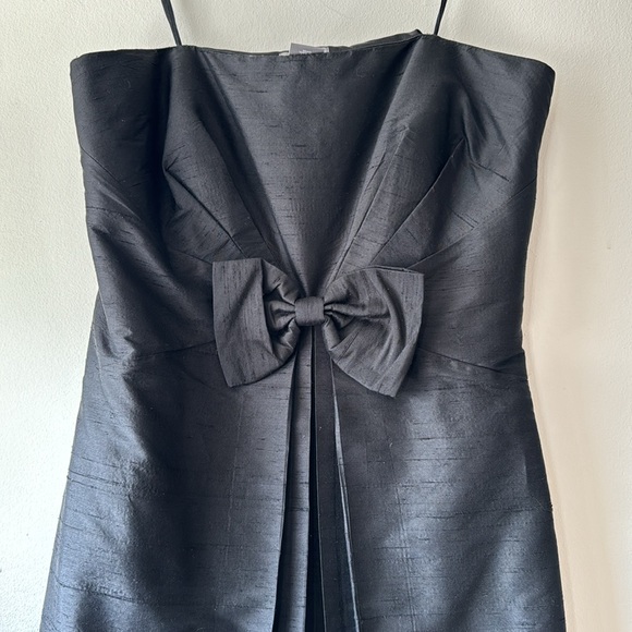 Ann Taylor 100% Raw Silk Strapless Bow Evening Dress - Picture 3 of 10